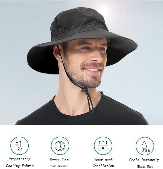 ZOORON Boonie Hat UPF 50+ Cooling Sun Hat for Men and Women,Wide Brim Bucket Hats with UV Protection for Safari Hiking Beach