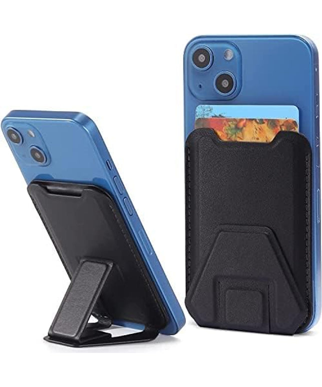 Mizi Magnetic Card Wallet Holder for Apple Magsafe, Phone Stand & Card Holder for Apple iPhone 15/14/13/12 Series - Black