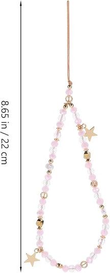 NOLITOY Beaded Phone Chain Charm with Star Pendant Non-slip Wrist Strap for Mobile Phones for Keys Cameras Purses Lightweight and Decorative Accessory for Women
