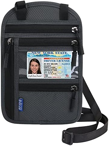 Passport Holder for Travel, RFID Travel Pouch Neck Wallet, Waterproof Passport Wallet for Women and Men, Dark Gray