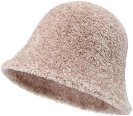 Winter Plush Fuzzy Polyester Bucket Hat Fisherman Hats for Women Men Bucket hat