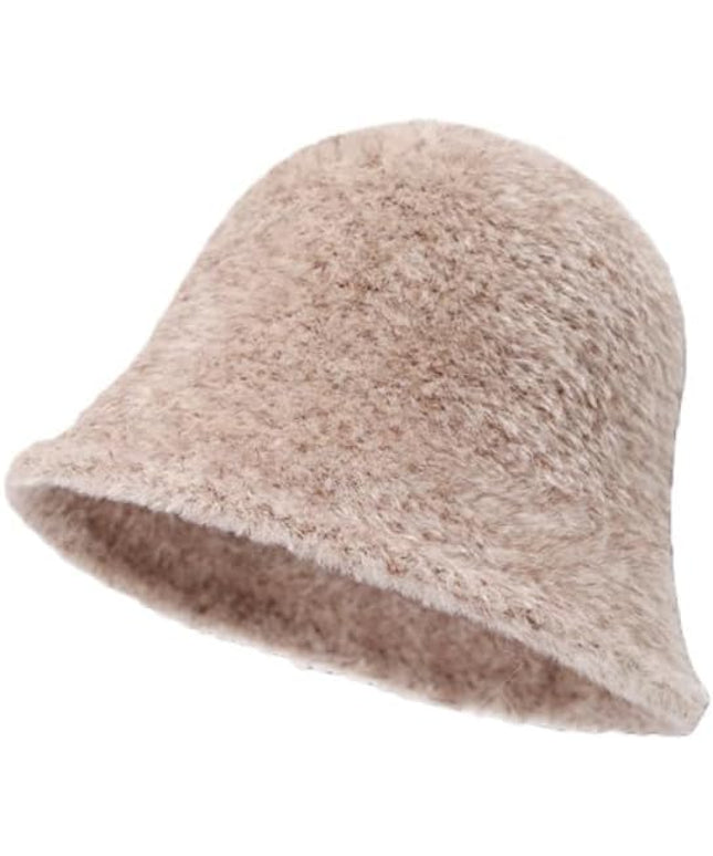Winter Plush Fuzzy Polyester Bucket Hat Fisherman Hats for Women Men Bucket hat