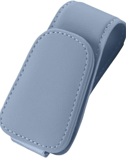 Magnetic Leather Sunglass Holder, Eyeglass Hanger Clip for Car Sun Visor, Suitable for Different Size Eyeglasses (Blue, 1 Pack)