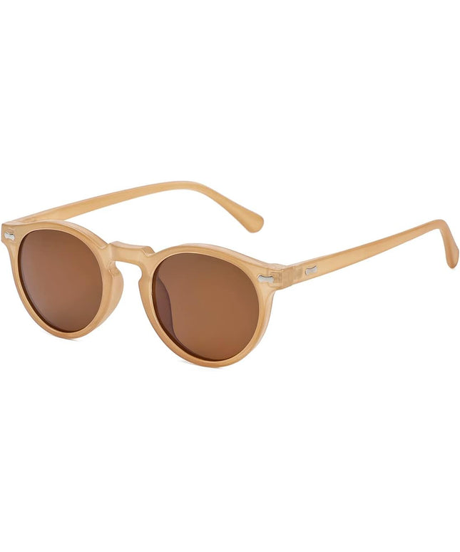 Gleyemor Vintage Polarized Sunglasses for Men Round Sunglasses UV400 Protection Retro Hand-crafted Acetate Frame