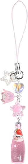 LIANXUE Crystal Bead Water Bottle Charm Pendant Keychain Star Flower Beaded Phone Lanyard Lightweight Backpack Pendant Keyring