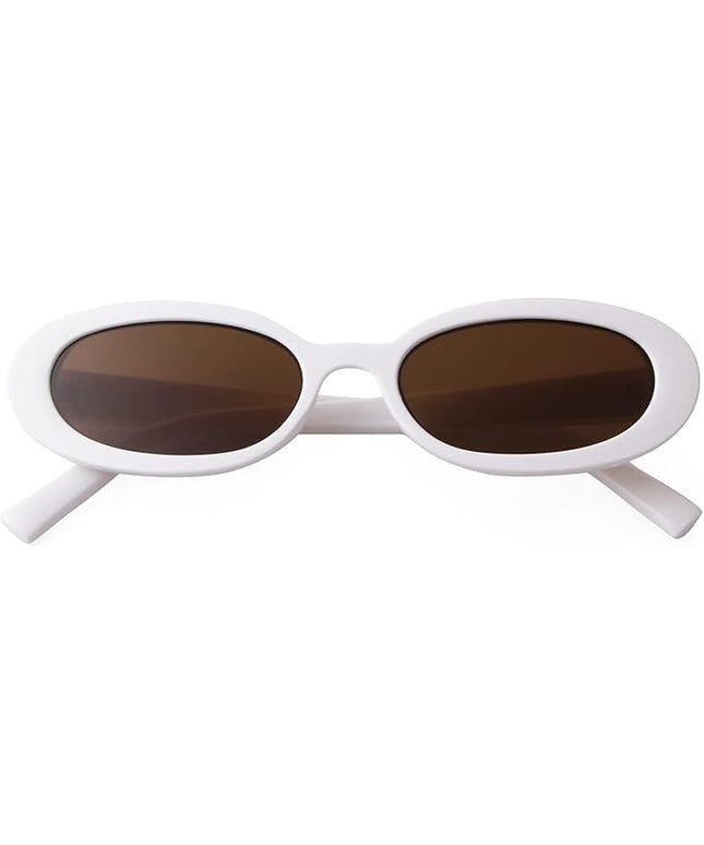 90s Sunglasses for Women Men Retro Small Oval Sunglasses