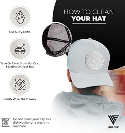 Urban Effort Mesh Back Cap - for Men and Women Baseball Hat 5-Panel Trucker Hat - Great Snapback Closure for Hunting & Hiking