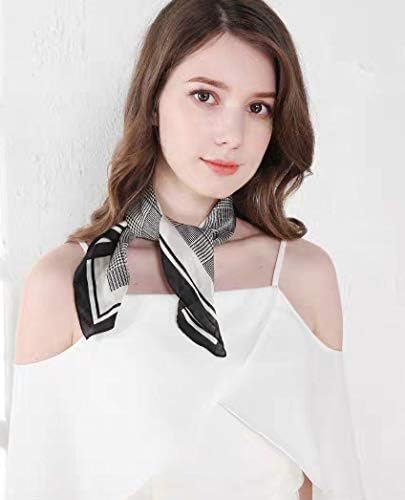 ANDANTINO 100% Real Mulberry Silk Scarf -21'' x 21''- Lightweight Neckerchief –Women Men Small Square Digital Printed Scarves