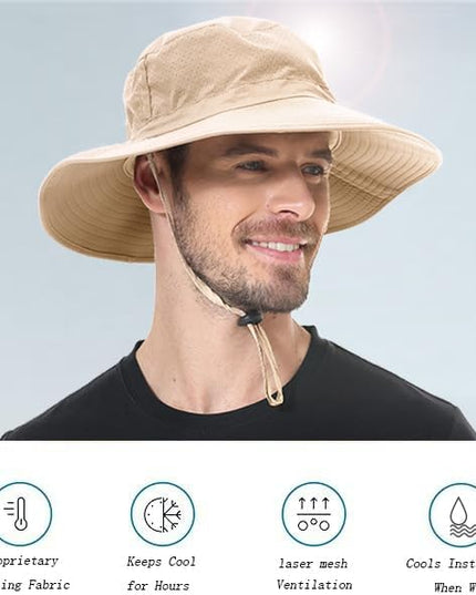 ZOORON Boonie Hat UPF 50+ Cooling Sun Hat for Men and Women,Wide Brim Bucket Hats with UV Protection for Safari Hiking Beach