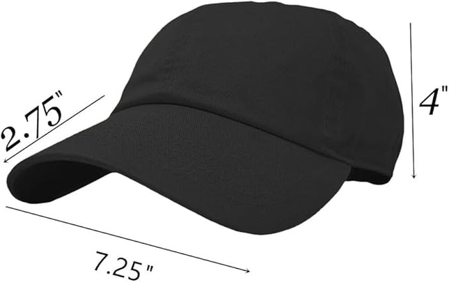 Glory Max 100% Cotton Baseball Cap Classic Plain Low Profile Golf Dad Hat Buckle Adjustable