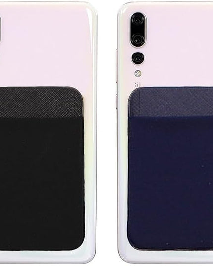 Mizi (2 Pack Adhesive Phone Wallet with Flap, 4 Cards Holder for Back of Phone Stick on Phone Cases for iPhone/Android/Samsung Galaxy - Black/Blue