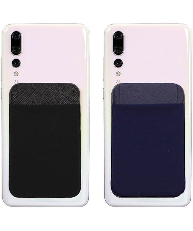 Mizi (2 Pack Adhesive Phone Wallet with Flap, 4 Cards Holder for Back of Phone Stick on Phone Cases for iPhone/Android/Samsung Galaxy - Black/Blue