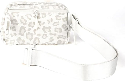 C.C Belt Bag for Women – Quilted Fanny Pack Crossbody Waist Bag with Adjustable Strap, Fashion Gift Idea (Leopard Pattern - white)