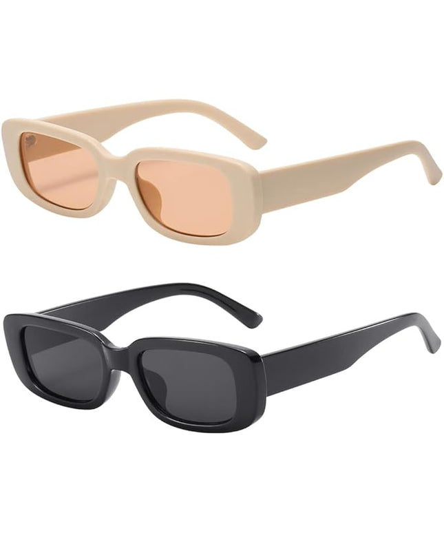 Dollger Rectangle Sunglasses for Women Men Trendy Retro Fashion Sunglasses UV 400 Protection Square Fram