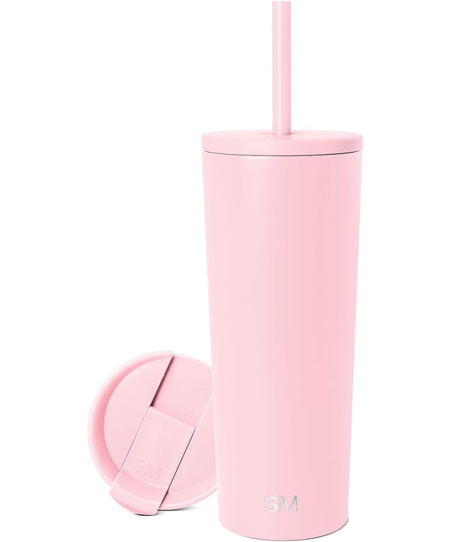 Simple Modern Insulated Tumbler with Lid and Straw | Iced Coffee Cup Reusable Stainless Steel Water Bottle Travel Mug | Gifts for Women Men Her Him | Classic Collection | 24oz | Blush