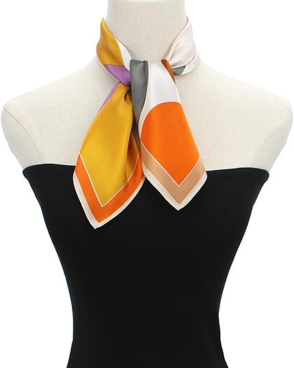 ANDANTINO 100% Mulberry Silk Scarf -21” Lightweight Square Neckerchief – Breathable Digital Printed Scarves with Gift Packed