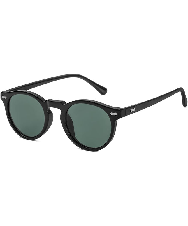 Gleyemor Vintage Polarized Sunglasses for Men Round Sunglasses UV400 Protection Retro Hand-crafted Acetate Frame