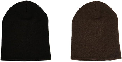 Short Beanie Hat Two Piece Set, Men Women Knitted Skull Cap for Fall and Winter, Stretchable Acrylic Material, 8.66" L 7" W