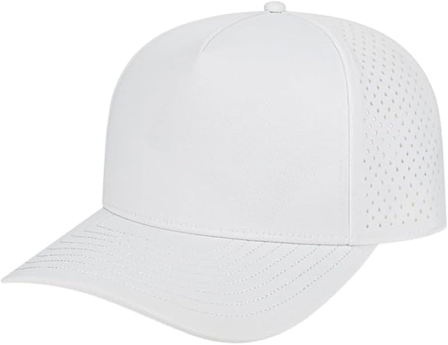 Cap America i8540 Premium Water-Resistant Perforated Medium Profile 5-Panel Cap w/UV Guard & Adjustable Snapback