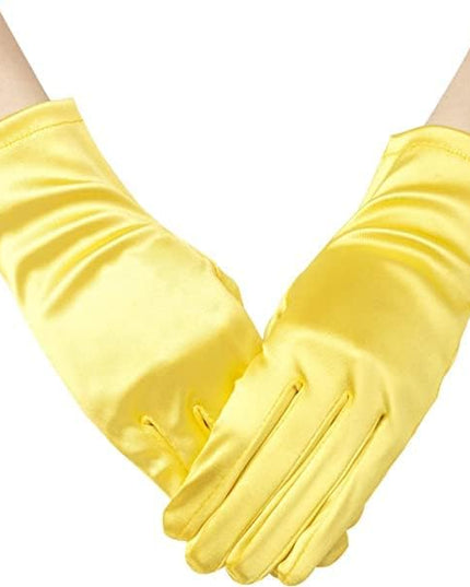 Sahabowi Satin Gloves Formal Bridal Banquet Party Wedding Opera Solid Colorful Mitten For Women