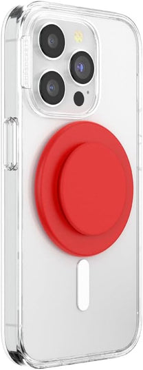 PopSockets Phone Grip for MagSafe with Kickstand, Magnetic Stand, Swappable Top, Secure Hold for iPhone MagSafe Cases, Phone & Tablet Grip - Basic Rosso