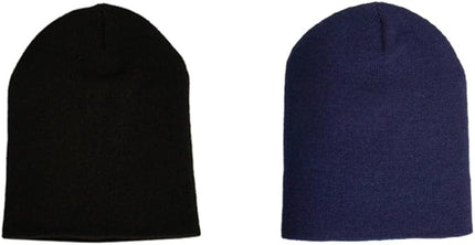 Short Beanie Hat Two Piece Set, Men Women Knitted Skull Cap for Fall and Winter, Stretchable Acrylic Material, 8.66" L 7" W