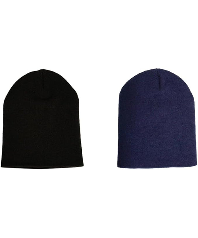 Short Beanie Hat Two Piece Set, Men Women Knitted Skull Cap for Fall and Winter, Stretchable Acrylic Material, 8.66" L 7" W
