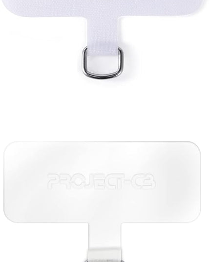 project-cb Phone Tether Tab 2 Pack,Universal Phone Lanyard Patch Without Adhesive,Phone Strap Replacement Part for Cell Phone (White&Clear)