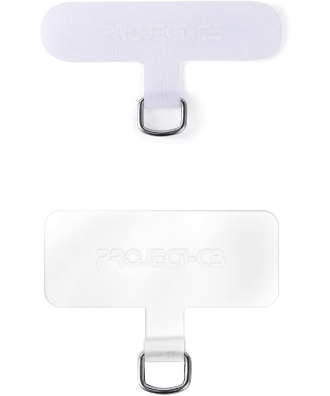 project-cb Phone Tether Tab 2 Pack,Universal Phone Lanyard Patch Without Adhesive,Phone Strap Replacement Part for Cell Phone (White&Clear)