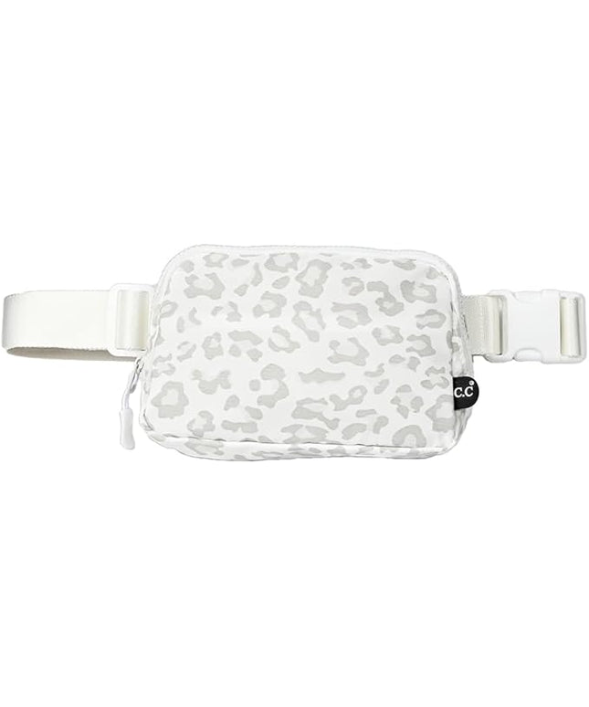 C.C Belt Bag for Women – Quilted Fanny Pack Crossbody Waist Bag with Adjustable Strap, Fashion Gift Idea (Leopard Pattern - white)