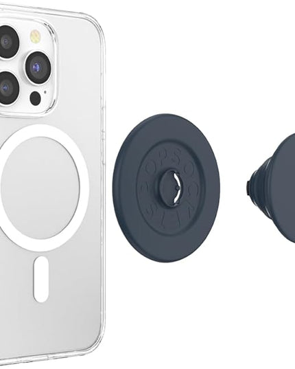 PopSockets Phone Grip for MagSafe with Kickstand, Magnetic Stand, Swappable Top, Secure Hold for iPhone MagSafe Cases, Phone & Tablet Grip - Soft Touch Navy