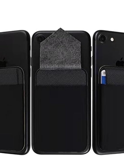 Mizi (2 Pack Adhesive Phone Wallet with Flap, 4 Cards Holder for Back of Phone Stick on Phone Cases for iPhone/Android/Samsung Galaxy - Black/Blue