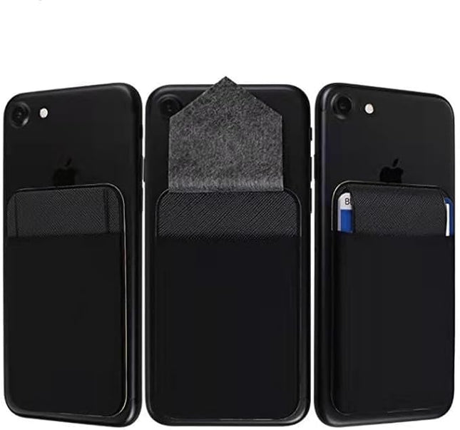 Mizi (2 Pack Adhesive Phone Wallet with Flap, 4 Cards Holder for Back of Phone Stick on Phone Cases for iPhone/Android/Samsung Galaxy - Black/Blue