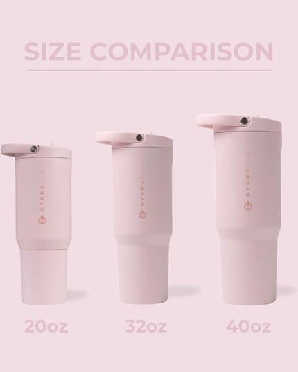 HydroJug Sport - Stainless Steel Tumbler with Straw, Vacuum Insulated, 20oz Leakproof Water Bottle, Ergonomic Design, Reusable, Dishwasher Safe, Rubber Base, Durable for Gym or Outdoors, Pink Sand