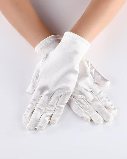 Sahabowi Satin Gloves Formal Bridal Banquet Party Wedding Opera Solid Colorful Mitten For Women