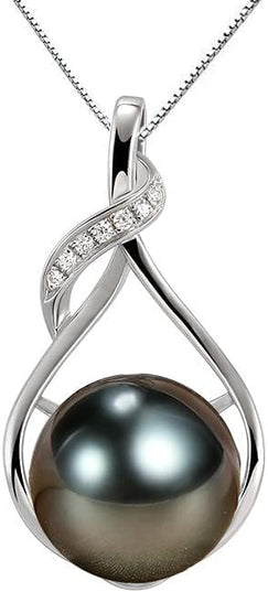 Gifts for Women Wife-Tahitian-Black-Pearl-Necklace-Gift for Wife Wedding Birthday Anniversary Jewelry-Mom Girlfriend Her Mothers Day Gifts for Mom Women Valentines Christmas Day