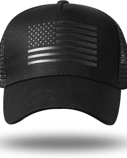 American Flag Trucker Hat - Snapback Hat, Baseball Cap for Men Women - Breathable Mesh Side, Adjustable Fit - for Casual Wear