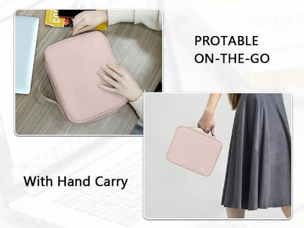 MATEIN Electronic Organizer Travel Case for Women, Double Layers Electronic Accessories Case with Handle, Portable Cord Organizer Travel for Cord, Charger, Phone, Earphone, Tablet, Pink Gift