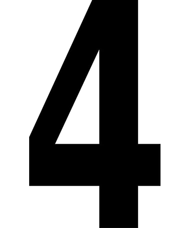 Mighty Line 4 Number Die Cut Location Markers, Large Decal Stickers for Pallet and Machinery Marking, Heavy-Duty, Peel and Stick Adhesive, Industrial Quality, 6"x10", Pack of 10, White