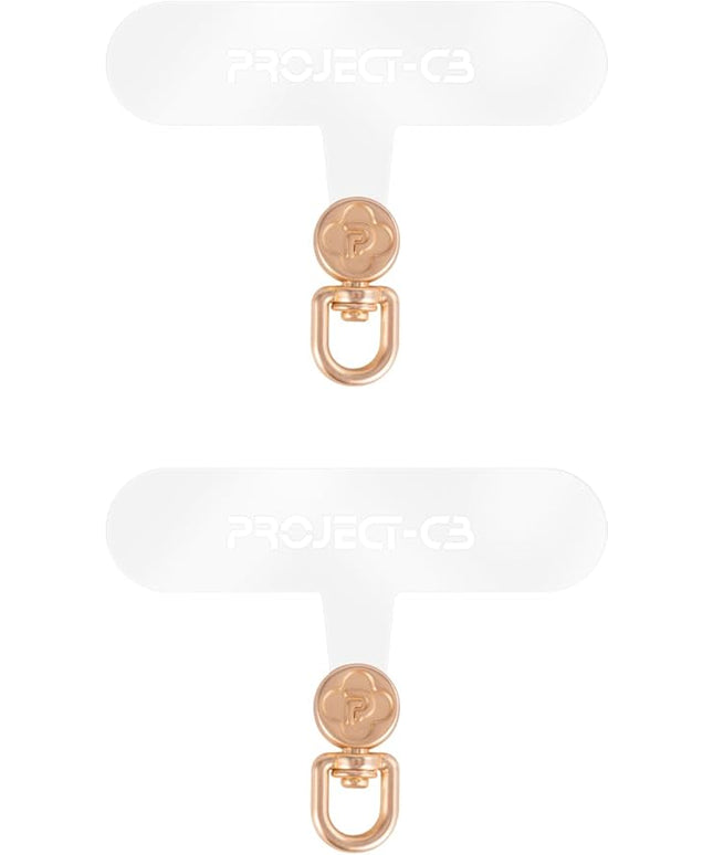 project-cb Phone Tether Tab 2 Pack,Universal Phone Lanyard Patch without Adhesive,Phone Strap Replacement Part for Cell Phone (Clear-Gold)