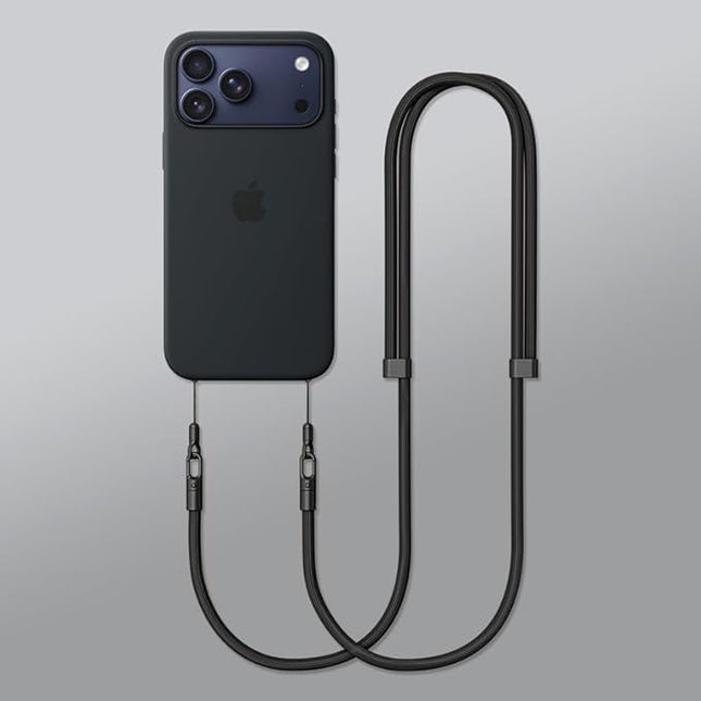 Phone Lanyard Phone Strap Crossbody Compatible with iPhone 17/Air/Pro/Max All Phone Cases with 2 Charms Dual Holes 1 TPU Tab 360° Hook Adjustable Hands-Free Shoulder Neck Camera Strap Anti Theft Black