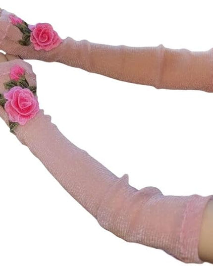 Specell Embroidered Flowers Lace Fingerless Gloves - for Bridal Wedding Cocktail Tea Party Evening Prom Costumes Cosplay