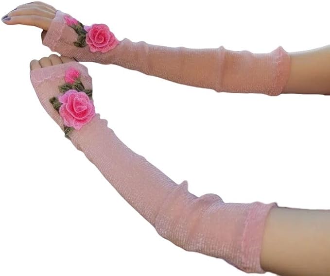 Specell Embroidered Flowers Lace Fingerless Gloves - for Bridal Wedding Cocktail Tea Party Evening Prom Costumes Cosplay