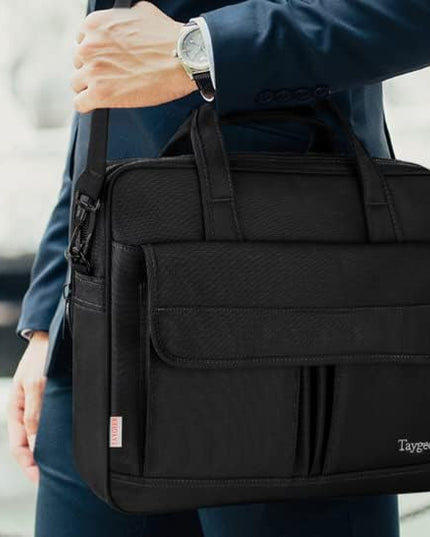 Taygeer 17 inch Laptop Bag, Professional Business Office Briefcase for Men Women, Premium Water Resistant Carry On Laptop Case Shoulder Messenger Bag Fits 15.6 17 Inch Notebook/Computer, Black
