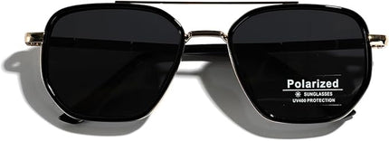 Polarized TR90 Sunglasses Vintage Square Flattop Sun Glasses Double Bridge Metal UV400 Eyewears