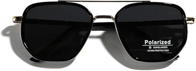 Polarized TR90 Sunglasses Vintage Square Flattop Sun Glasses Double Bridge Metal UV400 Eyewears