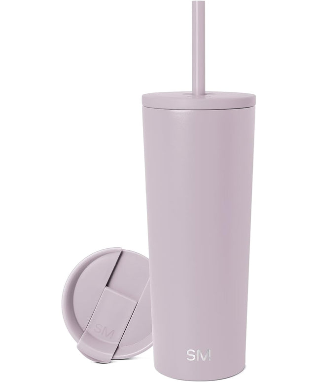 Simple Modern Insulated Tumbler with Lid and Straw | Iced Coffee Cup Reusable Stainless Steel Water Bottle Travel Mug | Gifts for Women Men Her Him | Classic Collection | 24oz | Lavender Mist