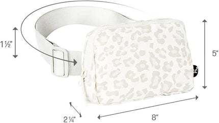 C.C Belt Bag for Women – Quilted Fanny Pack Crossbody Waist Bag with Adjustable Strap, Fashion Gift Idea (Leopard Pattern - white)
