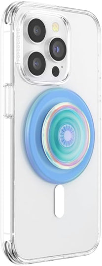 PopSockets Phone Grip for MagSafe with Kickstand, Magnetic Stand, Swappable Top, Secure Hold for iPhone MagSafe Cases, Phone & Tablet Grip - Blue Opalescent