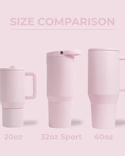 HydroJug Sport - Stainless Steel Tumbler with Straw, Vacuum Insulated, 32oz Leakproof Water Bottle, Ergonomic Design, Reusable, Dishwasher Safe, Rubber Base, Durable for Gym or Outdoors, Pink Sand